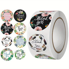 500pcs Thank You Stickers Sealing Labels Round Flowers Multicolor Label Stickers