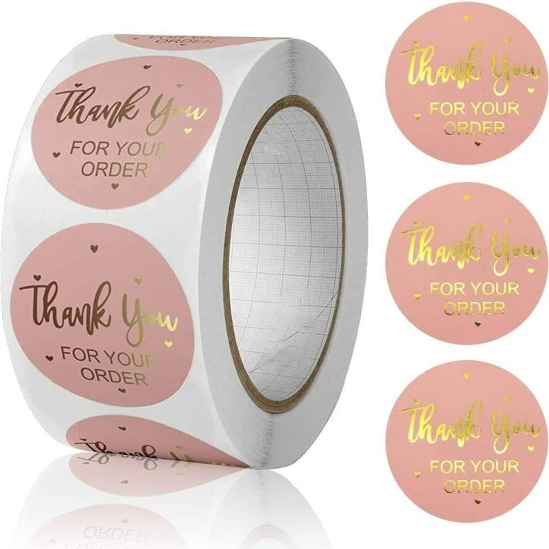 500 Pcs 1 Inch Thank You Stickers Roll for Small Business