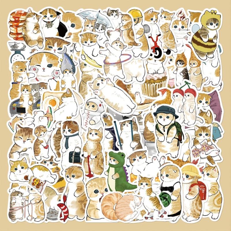 50pcs Cartoon Kitten Series Waterproof Stickers DIY Creative Decoration