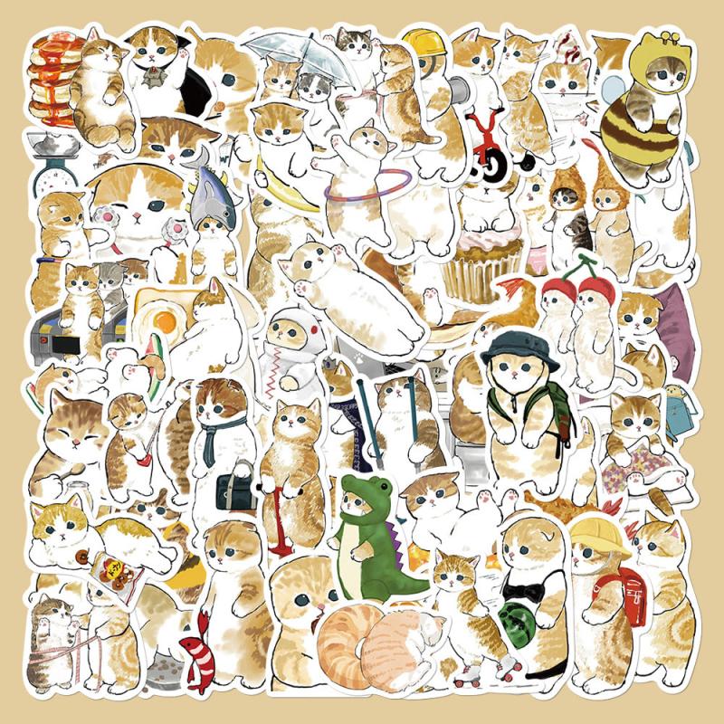 50pcs Cartoon Kitten Series Waterproof Stickers DIY Creative Decoration