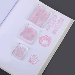 3pcs Acrylic Stamp Handle Stamp Blocks With Grids And Handles