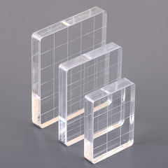 3pcs Acrylic Stamp Handle Stamp Blocks With Grids And Handles