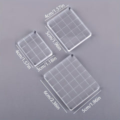 3pcs Acrylic Stamp Handle Stamp Blocks With Grids And Handles