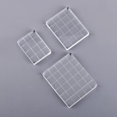 3pcs Acrylic Stamp Handle Stamp Blocks With Grids And Handles