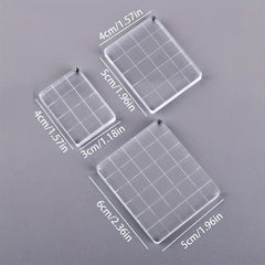 3pcs Acrylic Stamp Handle Stamp Blocks With Grids And Handles