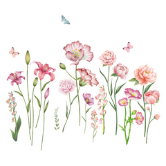 4pcs Flowers Wall Sticker Vinyl Removable Plant Decals Self-adhesive Stickers