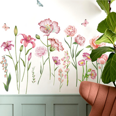 4pcs Flowers Wall Sticker Vinyl Removable Plant Decals Self-adhesive Stickers