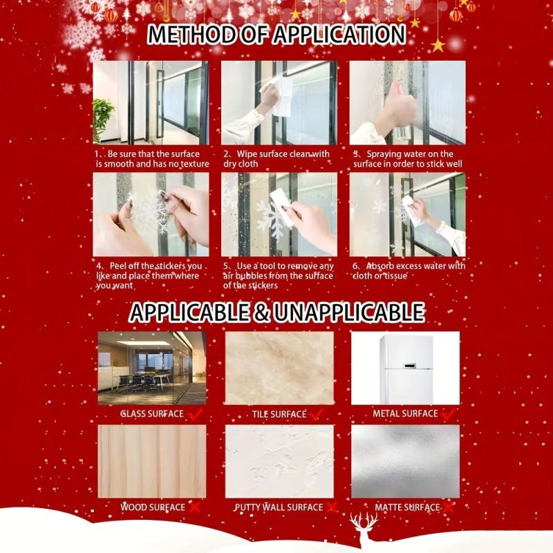 3pcs Snow Man Snowflake Stickers Xmas Party Decor