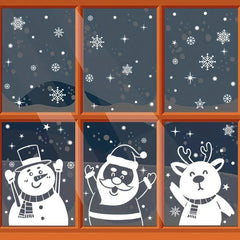 3pcs Snow Man Snowflake Stickers Xmas Party Decor