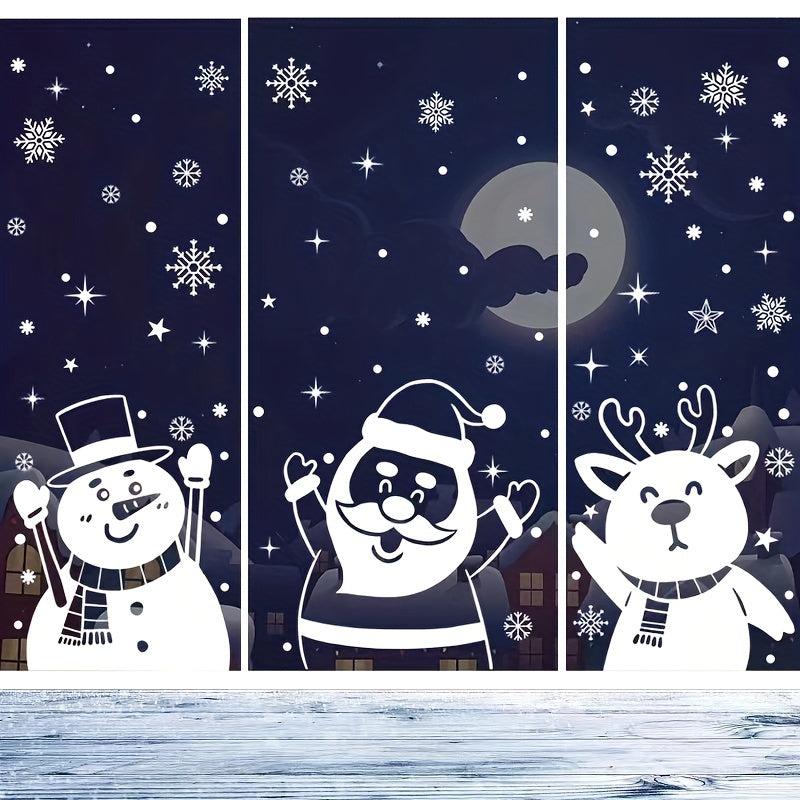 3pcs Snow Man Snowflake Stickers Xmas Party Decor