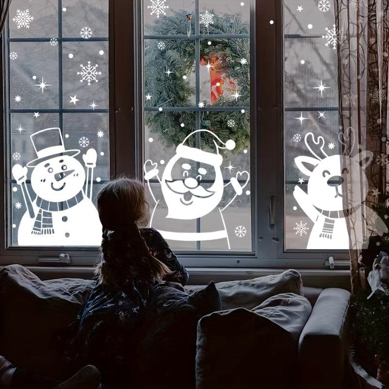 3pcs Snow Man Snowflake Stickers Xmas Party Decor