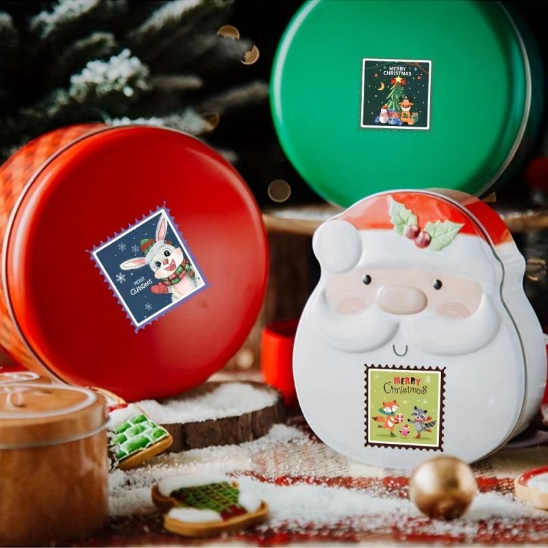 500 Christmas Square Sticker 1.5x1.5 Inches Self-adhesive Decoration