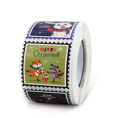 500 Christmas Square Sticker 1.5x1.5 Inches Self-adhesive Decoration
