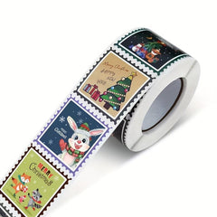 500 Christmas Square Sticker 1.5x1.5 Inches Self-adhesive Decoration