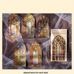 10pcs Glass Flower Window Retro Decoration Stickers