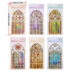 10pcs Glass Flower Window Retro Decoration Stickers
