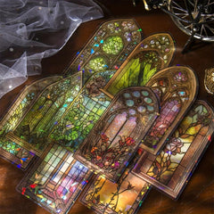 10pcs Glass Flower Window Retro Decoration Stickers