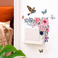 Flowers Bird Butterflies Wall Stickers Self adhesive PVC Removable Decor