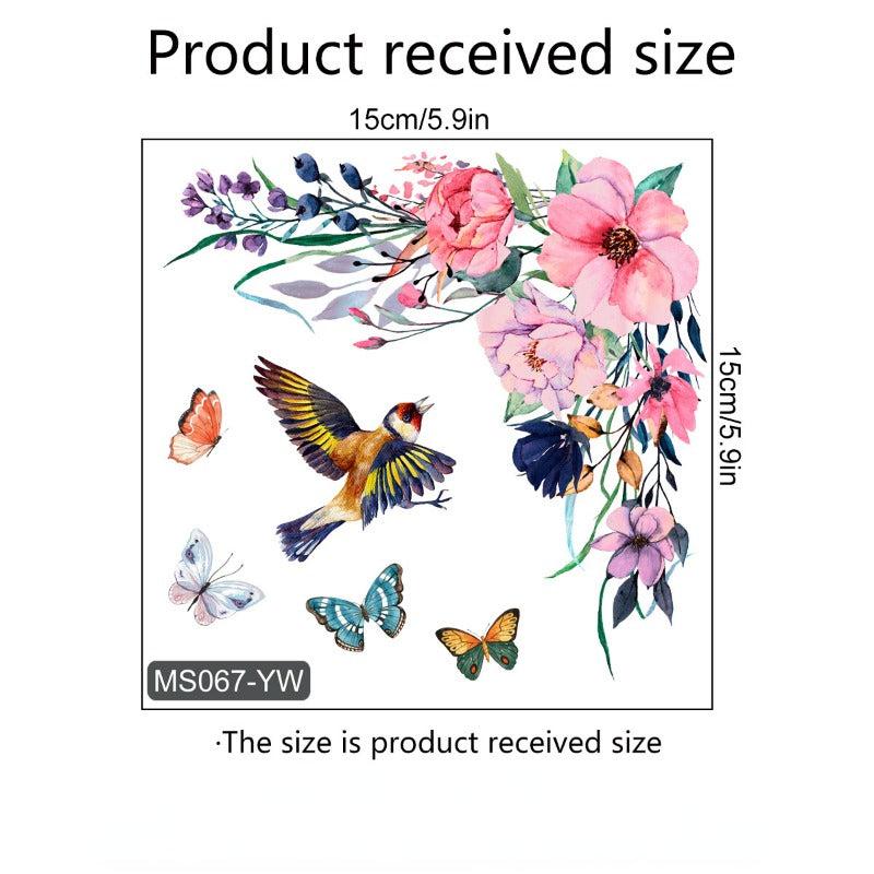 Flowers Bird Butterflies Wall Stickers Self adhesive PVC Removable Decor