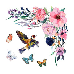 Flowers Bird Butterflies Wall Stickers Self adhesive PVC Removable Decor