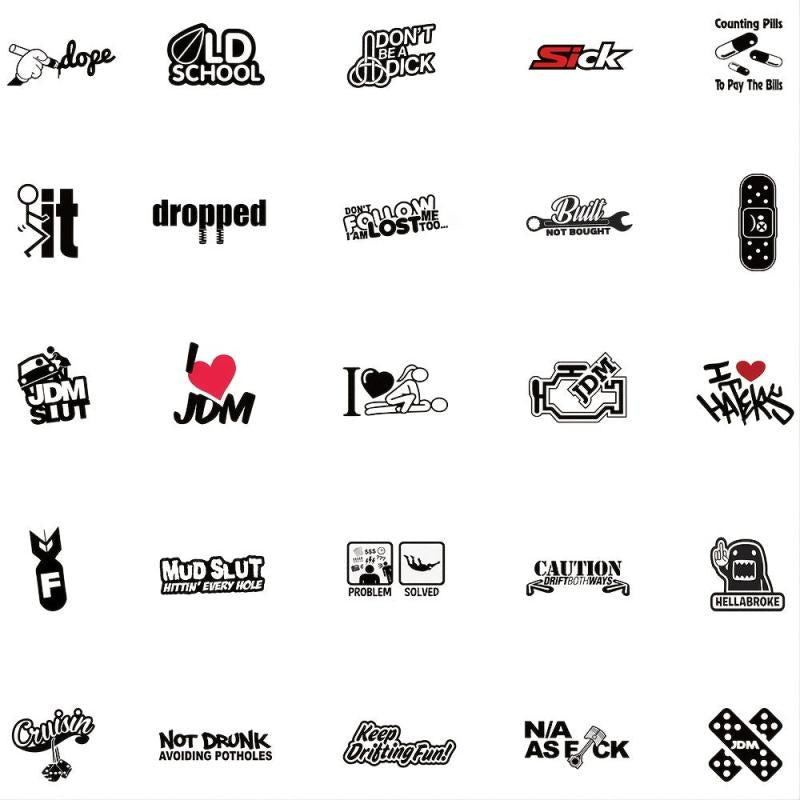 50pcs JDM Graffiti Stickers Waterproof DIY Decoration Materials
