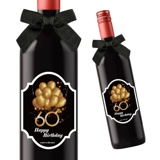 2pcs 60th Birthday Wine Stickers Self Adhesive for Champagne