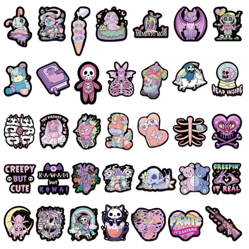 56Pcs Gothic Style Doll Stickers for Laptops PCs Smartphones