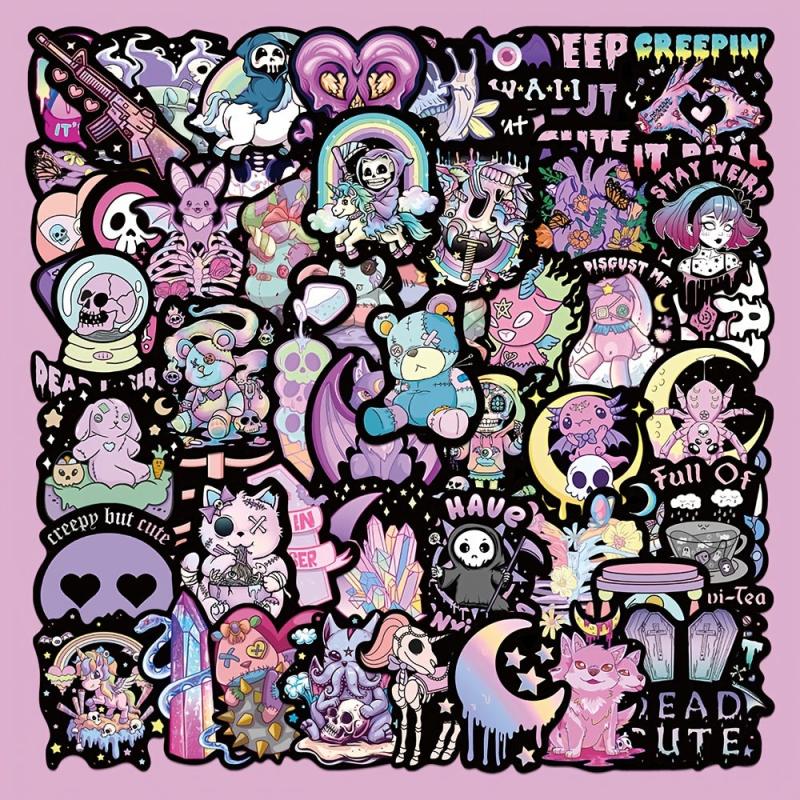 56Pcs Gothic Style Doll Stickers for Laptops PCs Smartphones