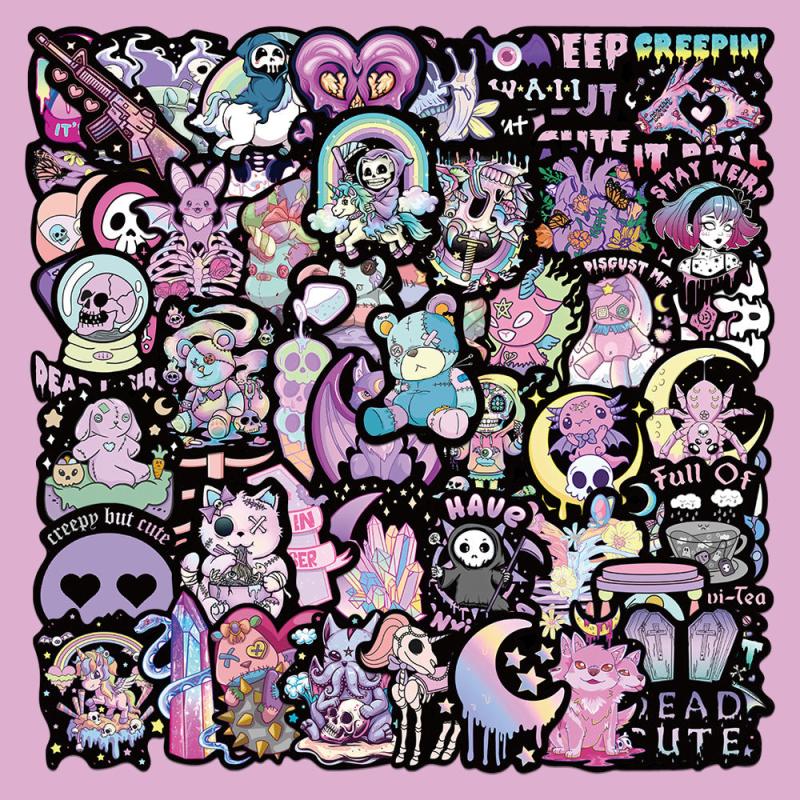 56Pcs Gothic Style Doll Stickers for Laptops PCs Smartphones
