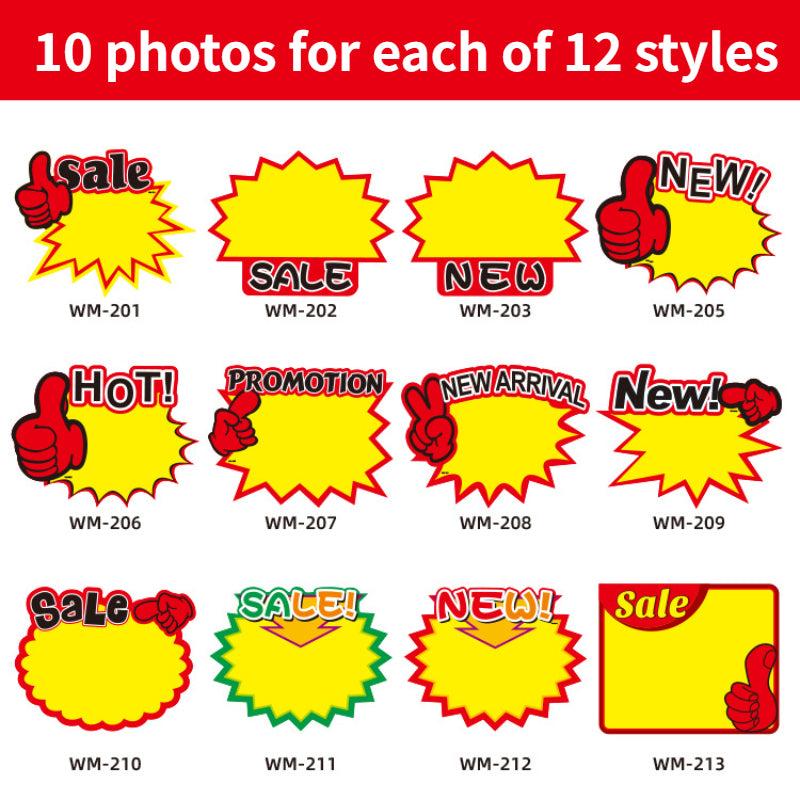 120pc Fruit Promotion Sticker Tag Supermarket Advertising Paper (12 Styles)