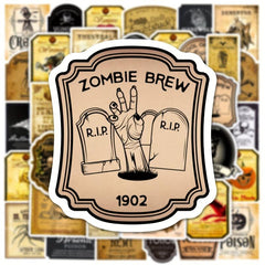 50pcs Retro Halloween Series Waterproof Stickers for Laptop Motorcycle Cup