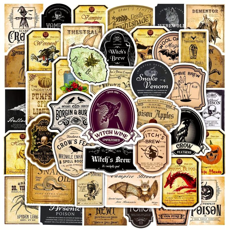 50pcs Retro Halloween Series Waterproof Stickers for Laptop Motorcycle Cup