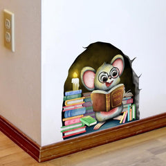 Cartoon Mouse Hole Wall Sticker Living Room Decoration Self Adhesive