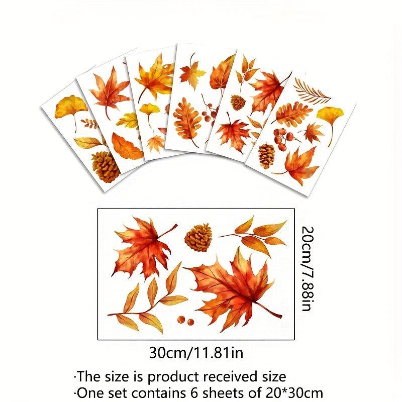 Maple Leaves Window Decals Double Sided - Set of 6 Sheets