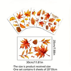 Maple Leaves Window Decals Double Sided - Set of 6 Sheets
