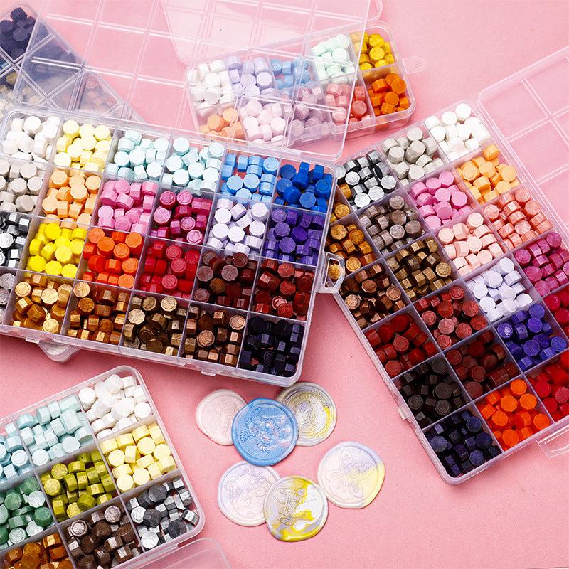 24 Grid 600pcs Wax Sealing Beads Kit for Seals Wax Pellets