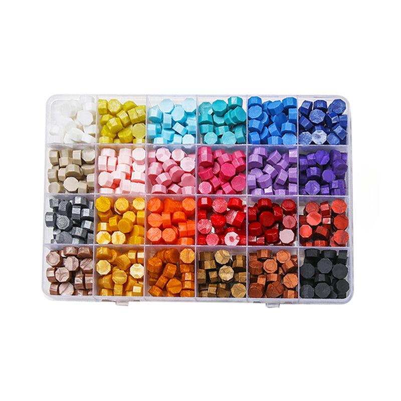 24 Grid 600pcs Wax Sealing Beads Kit for Seals Wax Pellets