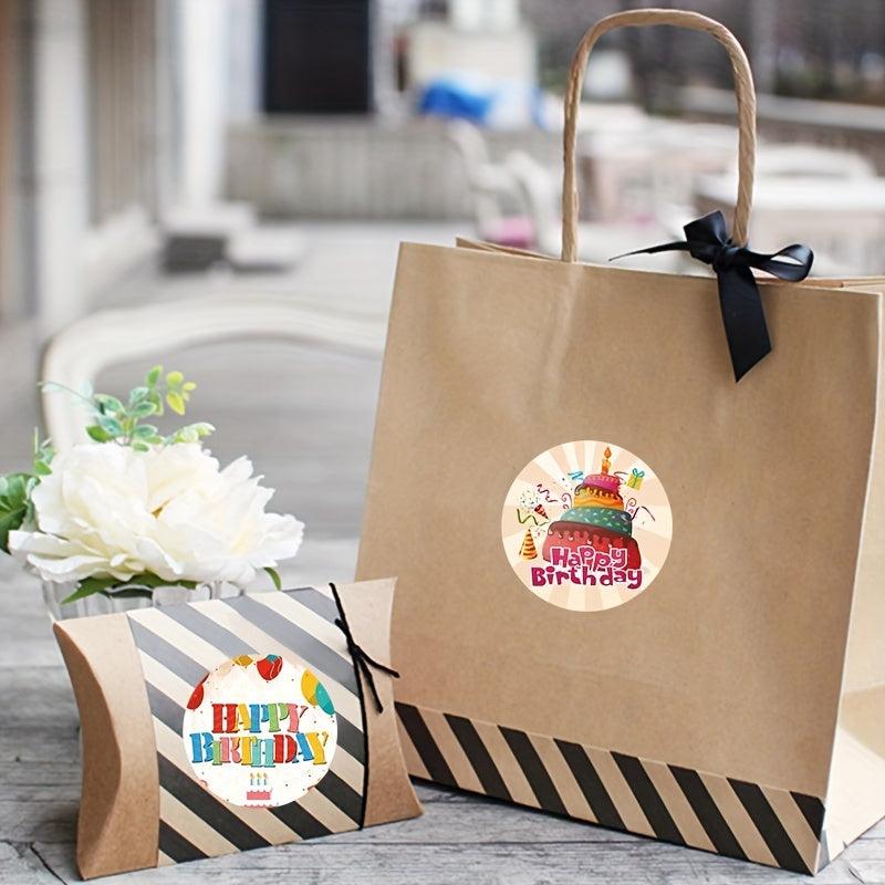 500 Birthday Stickers Roll - 8 Styles - Sealing Decorations