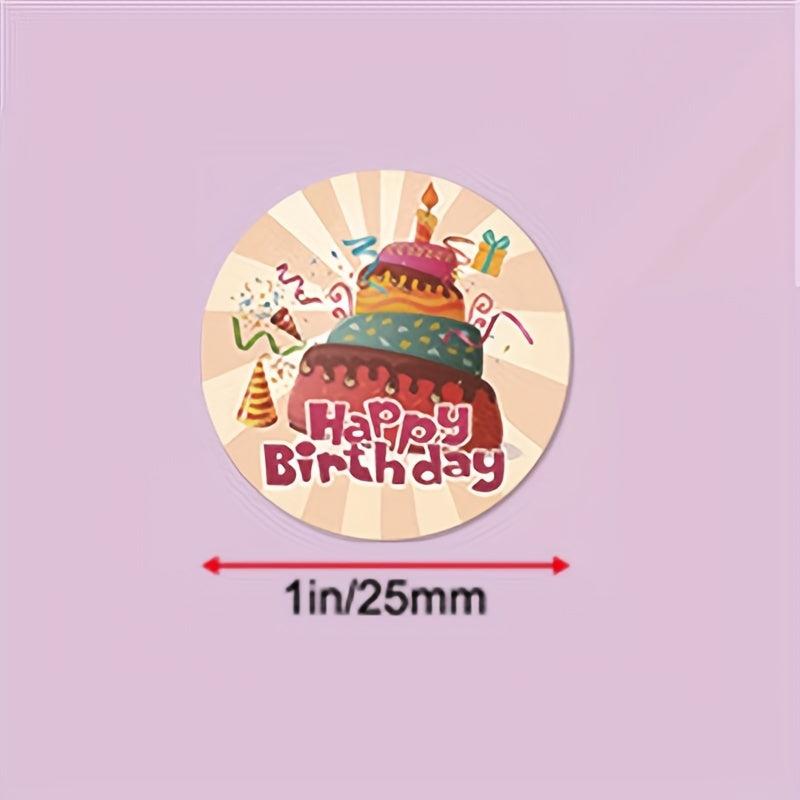 500 Birthday Stickers Roll - 8 Styles - Sealing Decorations