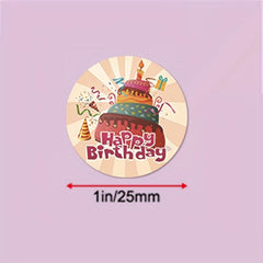 500 Birthday Stickers Roll - 8 Styles - Sealing Decorations
