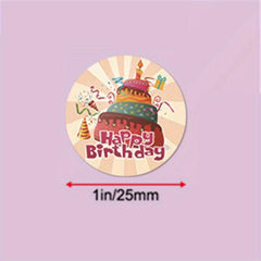 500 Birthday Stickers Roll - 8 Styles - Sealing Decorations