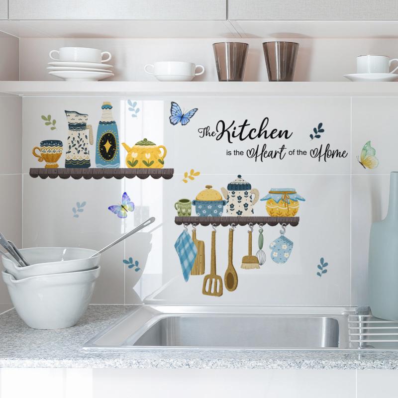 English Kitchen Tableware Butterfly Wall Stickers