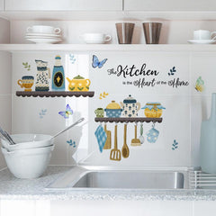 English Kitchen Tableware Butterfly Wall Stickers