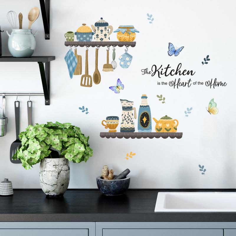 English Kitchen Tableware Butterfly Wall Stickers
