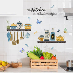 English Kitchen Tableware Butterfly Wall Stickers