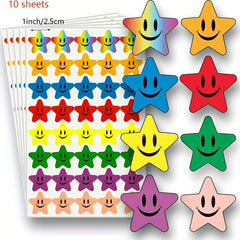 Smile Face Star Stickers Reward Chart Behavior Labels