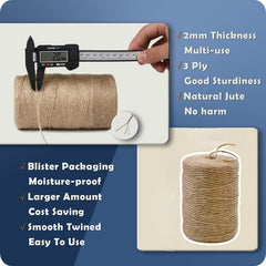 Natural Jute Rope for Crafts Gift Wrap Gardening Crochet Lace