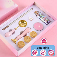 Wax Seal Stamp Kit 9in1 Sealing Envelopes Wax Stamp Set With Spoon Candles