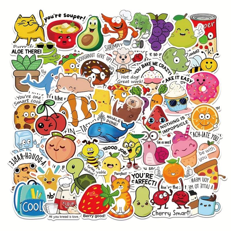 50pcs Reward Stickers Fun Incentive Sticker Pattern Animals Cartoon Decals
