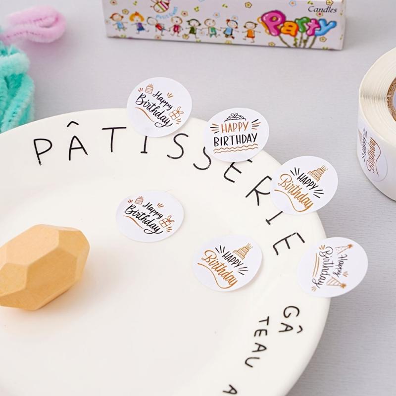 500pcs Happy Birthday Stickers Roll - Gift Wrapping DIY Materials